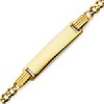3mm 14K Yellow Gold Figaro Link Rectangle ID Bracelet – Children or Women