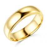 6mm Classic Light Dome Milgrain Wedding Band – 14K Yellow Gold