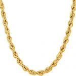 LIFETIME JEWELRY 6mm Rope Chain Necklace for Men and Women 24k Real Gold Plated