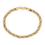 Rope Chain Bracelet 14K Tri-Color Gold 7.5″