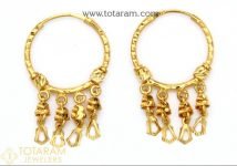 22K Gold Hoop Earrings (Ear Bali) For Women