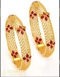 22K Fine Gold Kada With Color Stones – Set Of 2 (1 Pair)