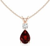 Angara Natural Garnet Solitaire Pendant Necklace for Women, Girls in 14K Solid Gold/Platinum