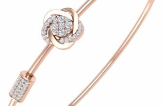 Elevate Your Style with the FINEROCK 1/5 Carat Diamond Floral Bangle Bracelet in Gold and Steel