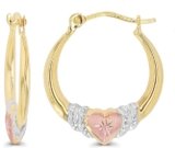 14K Gold Solid Hypoallergenic Heart Hoop Earrings