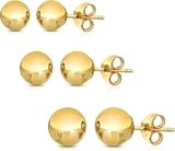 Timeless Elegance, Triple the Sparkle: Discover Our 14K Solid Gold Ball Stud Earrings (3-Pair Pack)