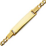 3mm 14K Yellow Gold Figaro Link Rectangle ID Bracelet – Children or Women