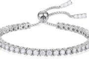 Moissanite Tennis Bracelet, 1.52ct-7.76ct Diamond Bracelet 18K White Gold Plated 925 Sterling Silver Adjustable Bracelet