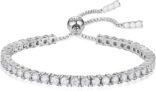 Moissanite Tennis Bracelet, 1.52ct-7.76ct Diamond Bracelet 18K White Gold Plated 925 Sterling Silver Adjustable Bracelet