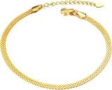 SISGEM Solid 18k Gold Anklets for Women, Gold Mesh-Link Chain Jewelry Ankle Bracelets