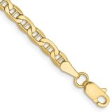 Diamond2Deal 14k Yellow Gold 3.20mm Anchor Chain Anklet, 10″, for Women